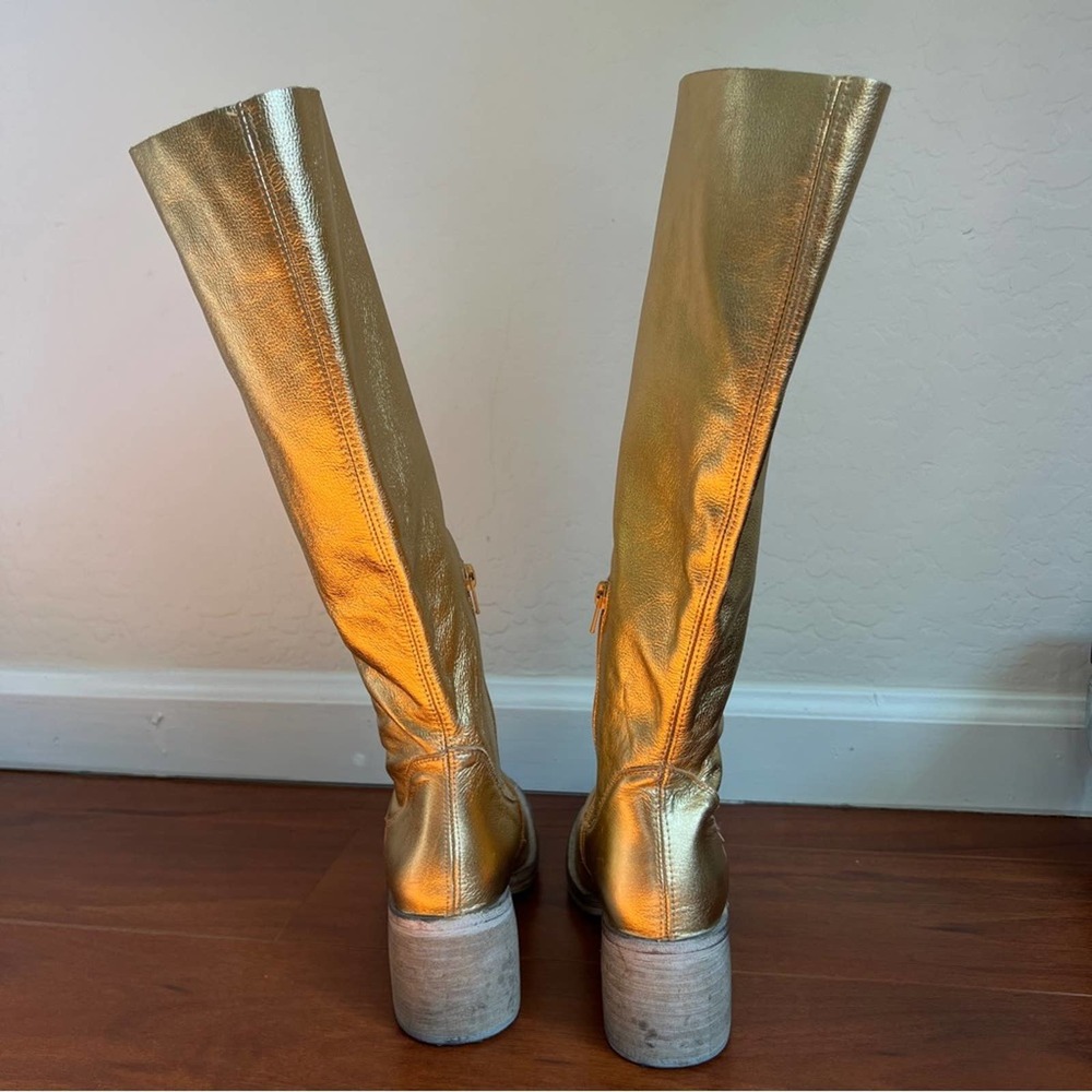 Free People Gold Essential Slouch Knee High Block Heel Boots Womens 37 - Picture 3 of 13